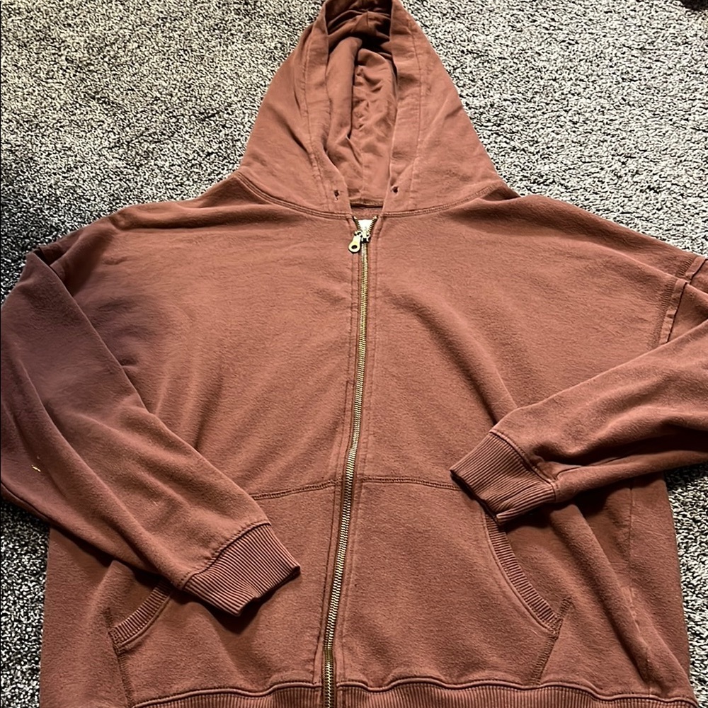 Brown Zip-Up Hoodie